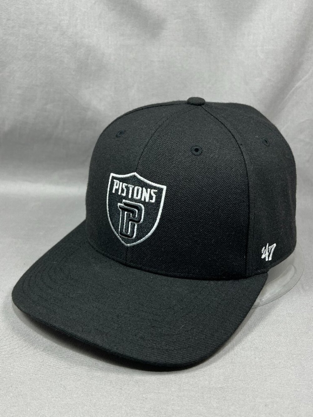 Detroit Pistons 47 Brand NBA Hat Black Shield Crest Adjustable Strapback Cap